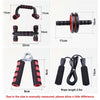 Abdominal Wheel Kit Resistance Bands Push Up Stand AB Roller Set Jump Rope Grip Exercise Home Gym Fitness