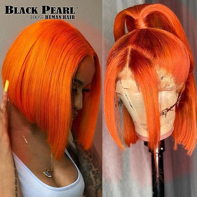 Ginger Colored Short Bob Lace Front Human Hair Wig - Goods Direct