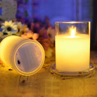 LED Electronic Candle Flameless Battery Operated Glass Tealight Night Lights for Home Decor