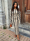 Elegant Cut Out Autumn Knitted Long Flare Sleeve Maxi Dress