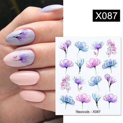 Lavender Spring Flower Leaves Water Decals Nail Art