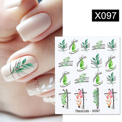 Lavender Spring Flower Leaves Water Decals Nail Art