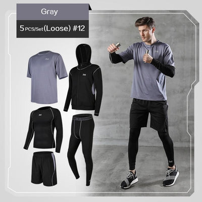 Men's 5-Piece Fitness Compression Suit - Goods Direct