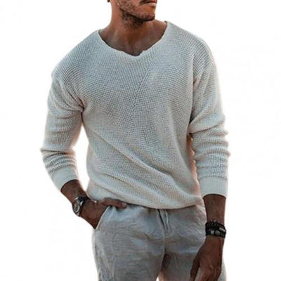 Men's Casual Long Sleeve Wool Knitted V Neck Sweater