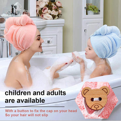 Women Hair Drying Hat Quick-dry Hair Towel Cap Hat Bath Hat Microfiber Solid Towel Cap Super Absorption Turban Hair Dry Cap - Goods Direct