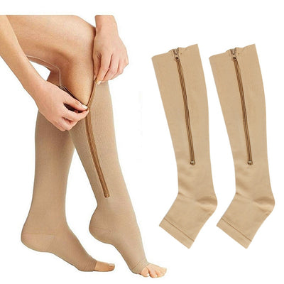 Brothock medical compression stockings sports pressure long cycling socks zipper professional Leg support thick women socks - Goods Direct