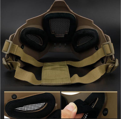 Multi Function Iron Mesh Tactical Mask with Fast Helmet and Tactical Goggles Airsoft Hunting Motorcycle Sport Play - Goods Direct