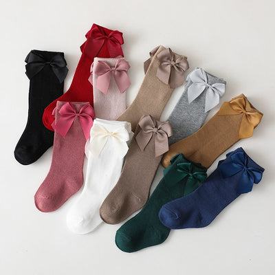 Girls Spanish Style Knee High Long Sock Big Bow - Goods Direct