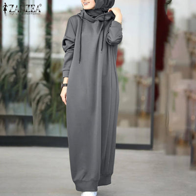 Women's Casual Long Sleeve Hooded Pullover Drawstring Robe