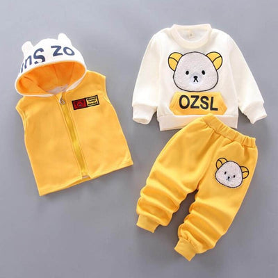 Unisex Toddler 3 PCS Hooded Fleece Set Children Outerwear - Goods Direct