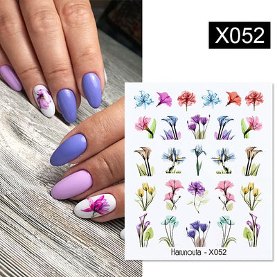 Lavender Spring Flower Leaves Water Decals Nail Art