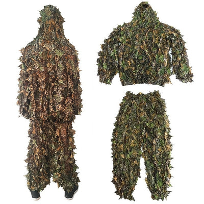 Men Women Kids Outdoor Ghillie Suit Camouflage Clothes Jungle Suit CS Training Leaves Clothing Hunting Suit Pants Hooded Jacket - Goods Direct