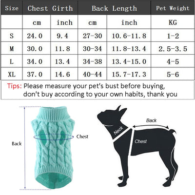 Dog Sweaters for Small Dogs Winter Warm Dog Clothes Turtleneck Knitted Pet Clothing Puppy Cat Sweater Vest Chihuahua Yorkie Coat - Goods Direct