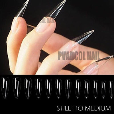 Clear Stiletto Full Cover Gel Nails Extension