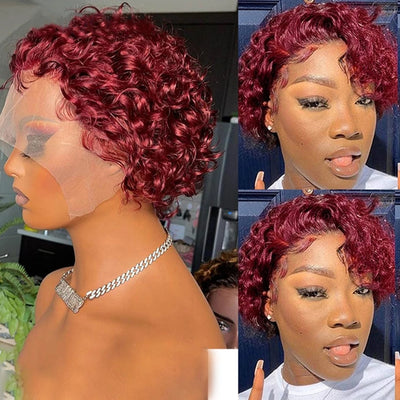 Pixie Cut Color Lace Wig Spring Curl Short Bob Human Hair - Goods Direct