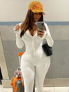 Women’s Ribbed Turtleneck Sports Wear Casual Jumpsuit - Goods Direct