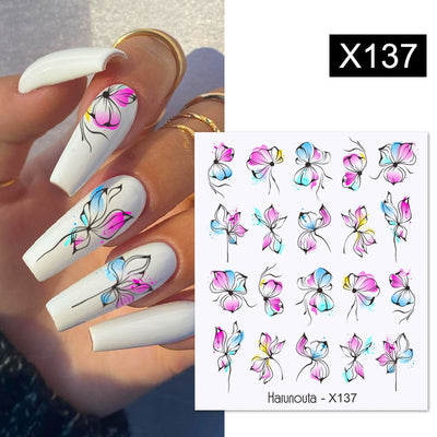 Lavender Spring Flower Leaves Water Decals Nail Art