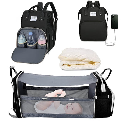2020 Fashion Portable Folding Crib Diaper Bag Multi-Function Large Capacity Baby Backpack Diaper Bag Baby Stroller Organizer Bag