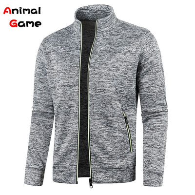 Men Sweatshirt Zipper Stand Collar Pullover Fleece