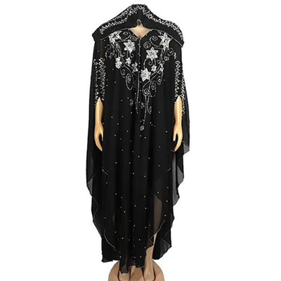 Ladies Abaya Chiffon Pearl Long Traditional Muslim Robes Plus Size